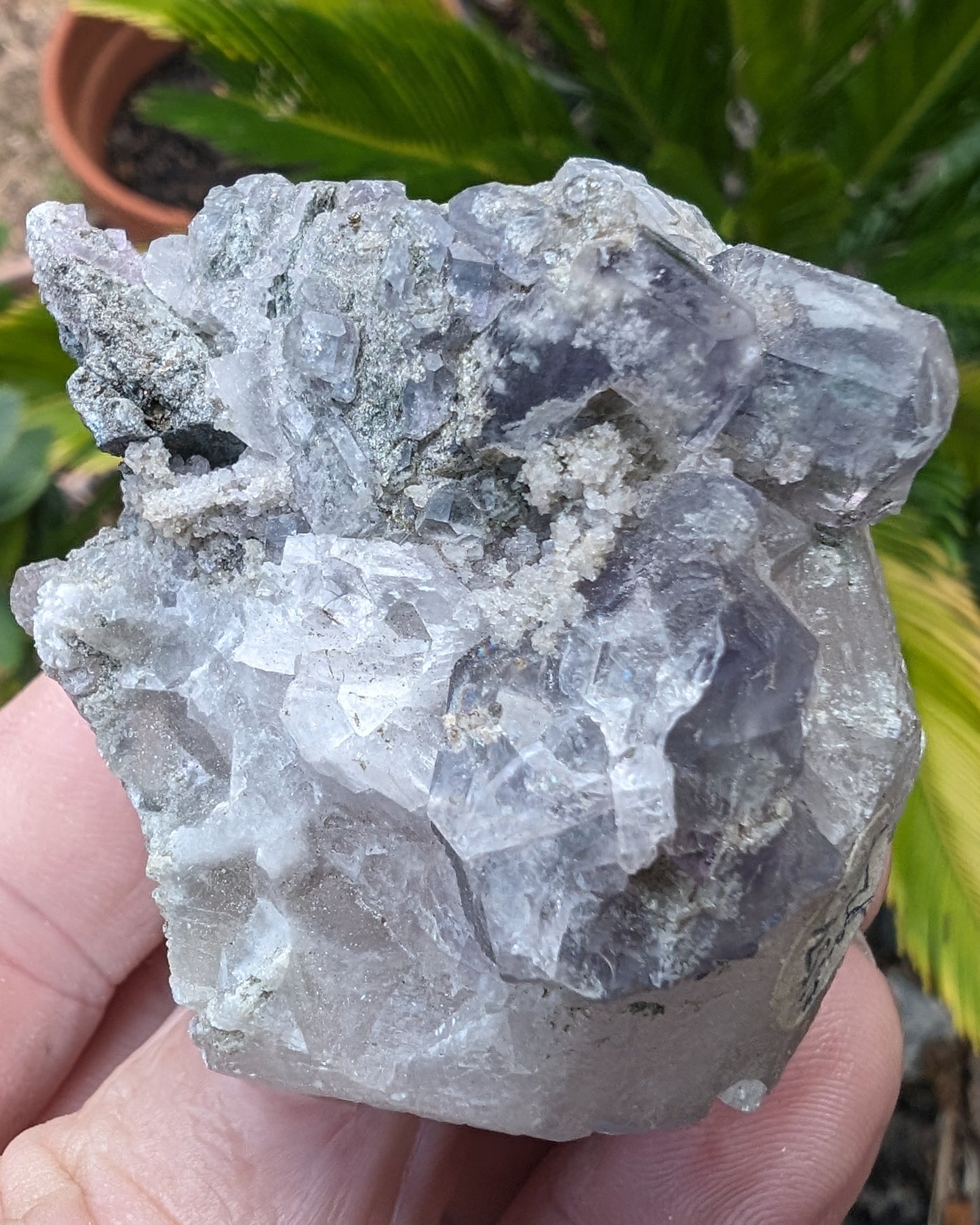 Calcite with Purple Fluorite cluster 103g Rocks and Things