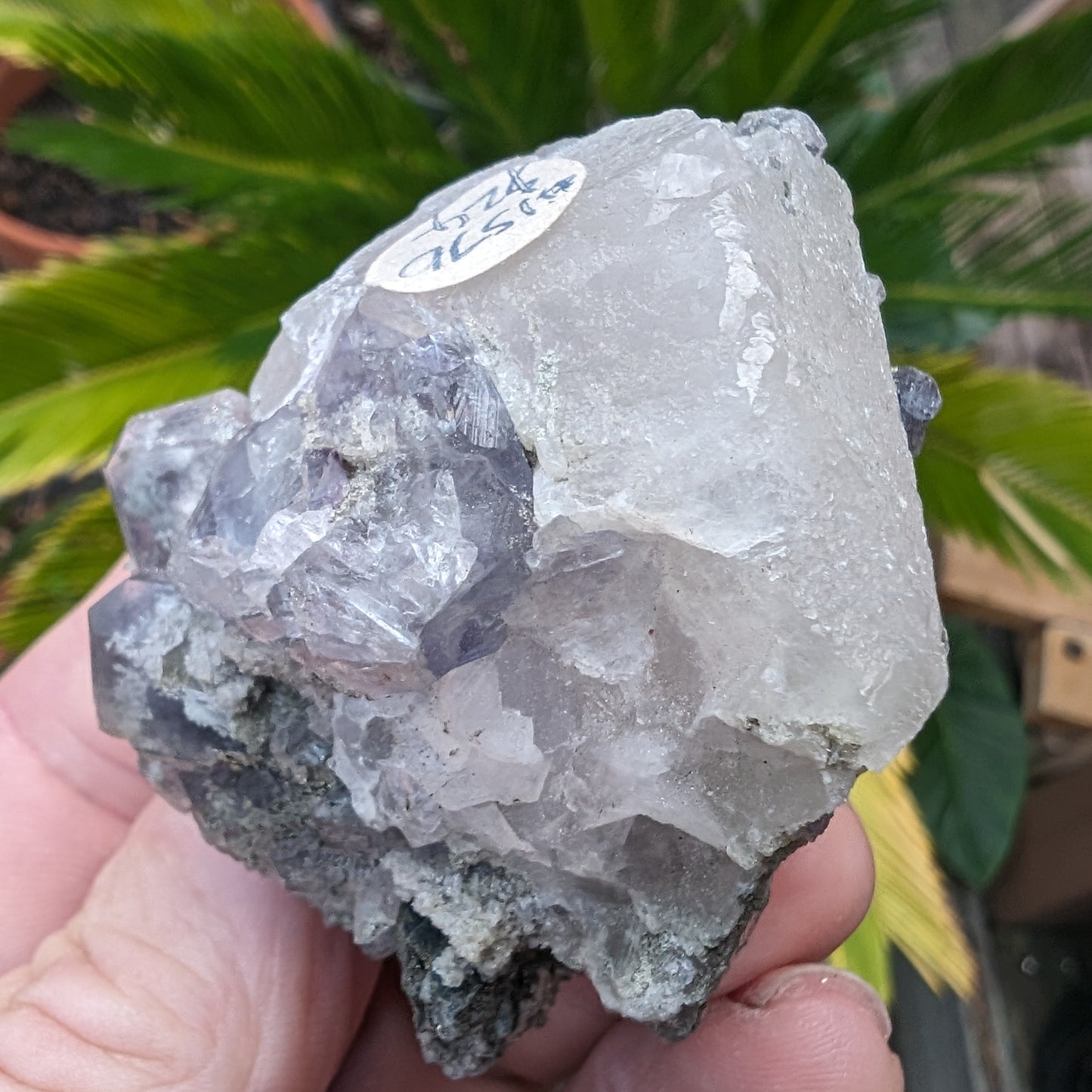 Calcite with Purple Fluorite cluster 103g Rocks and Things