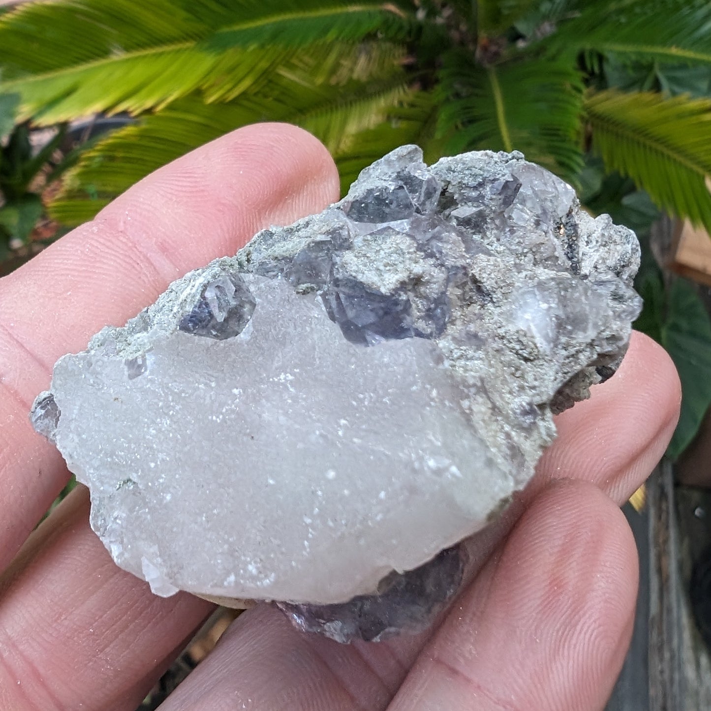 Calcite with Purple Fluorite cluster 103g Rocks and Things