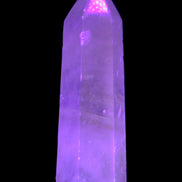 YYellow Calcite spar obelisk from Iceland 216g in UV light Rocks and Things Store