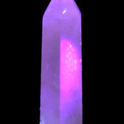 Yellow Calcite spar obelisk from Iceland 216g in UV light Rocks and Things Store