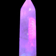 Yellow Calcite spar obelisk from Iceland 216g in UV light Rocks and Things Store