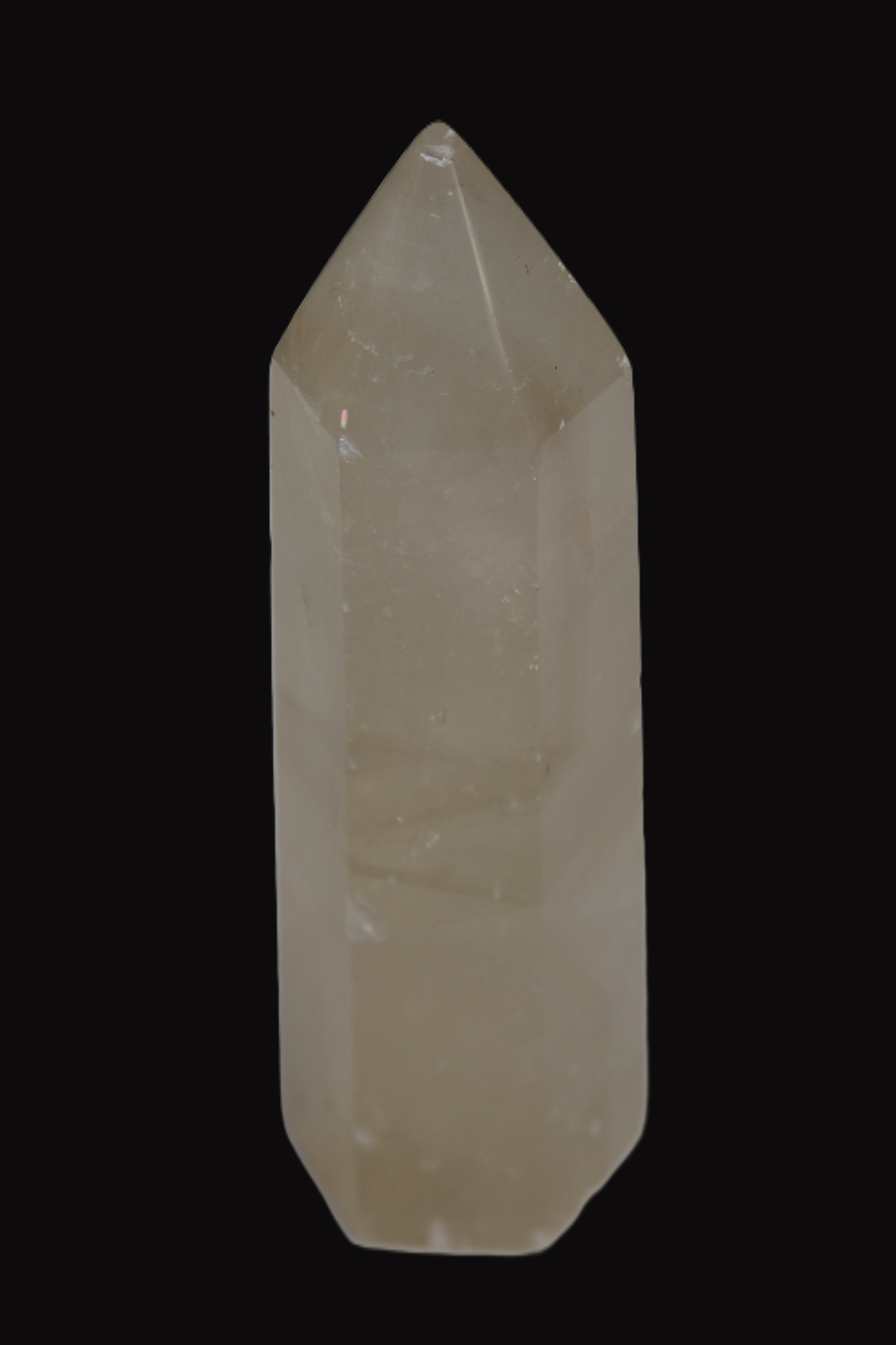 Yellow Calcite spar obelisk from Iceland 216g in sunlight Rocks and Things Store