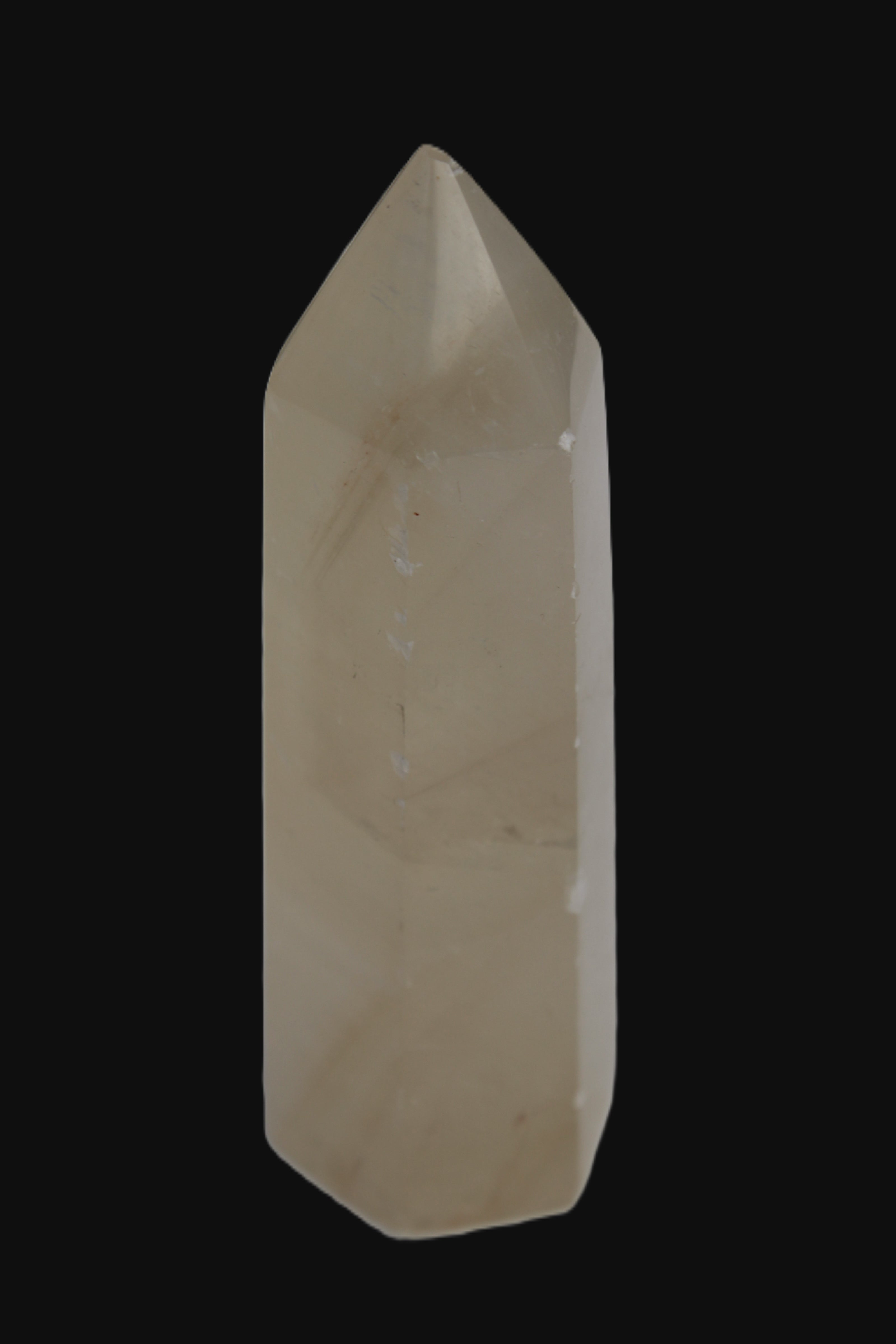 Yellow Calcite spar obelisk from Iceland 216g in sunlight Rocks and Things Store