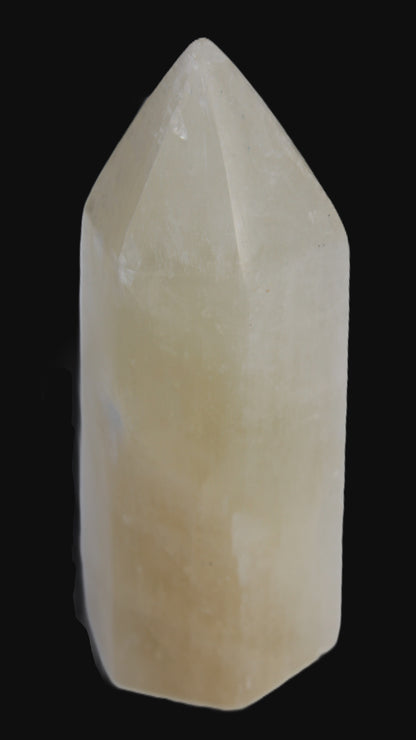 Yellow Calcite spar obelisk from Iceland 327g