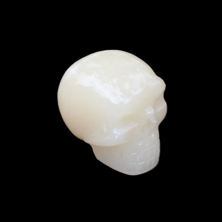 Honey Calcite skull hand-carved 55*47*38mm 183g in sunlight - Rocks and Things Store