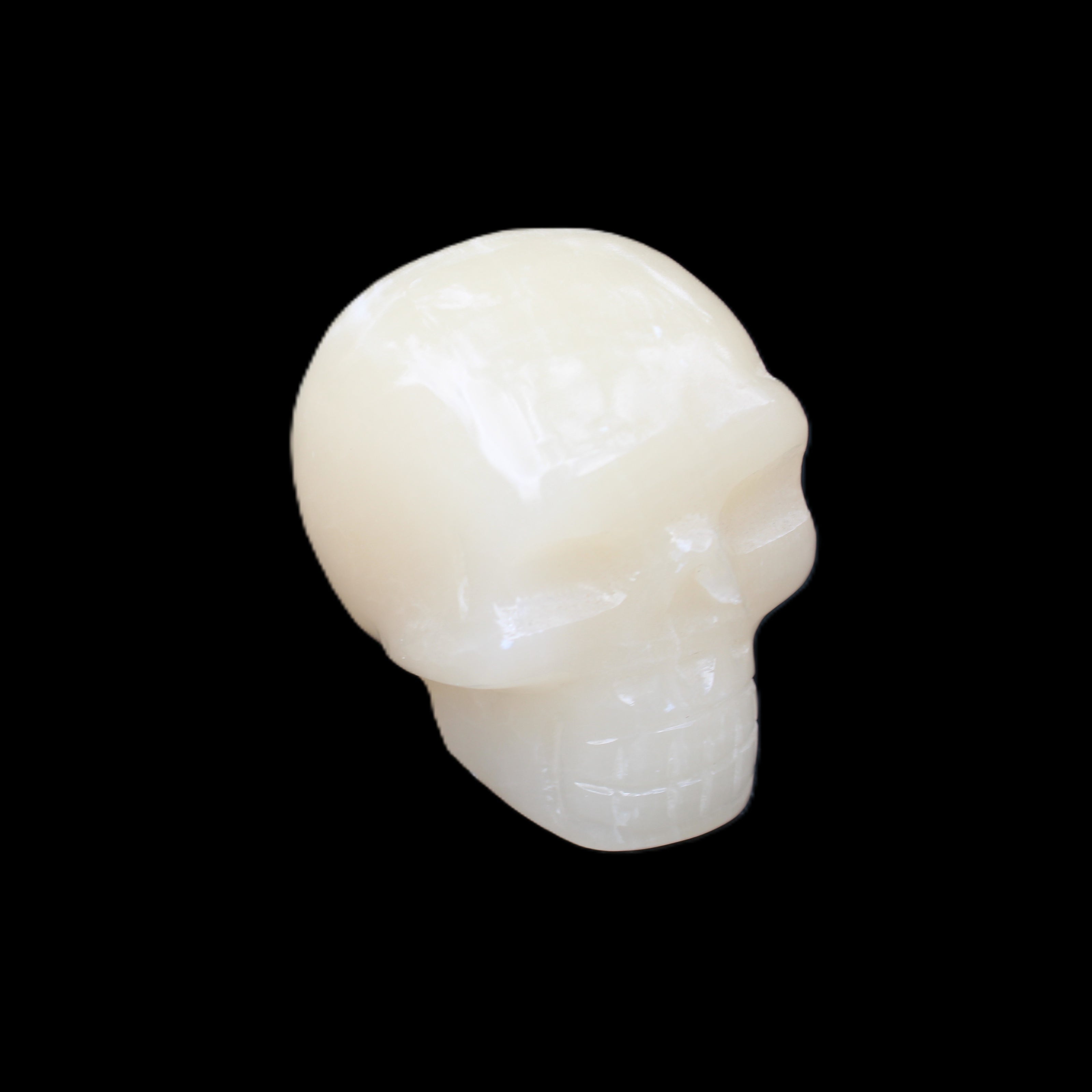 Honey Calcite skull hand-carved 55*47*38mm 183g in sunlight - Rocks and Things Store
