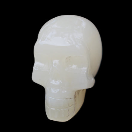 Honey Calcite skull hand-carved 55*47*38mm 183g in sunlight - Rocks and Things Store