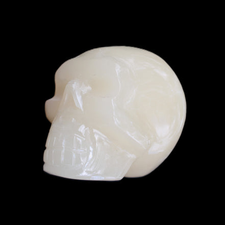 Honey Calcite skull hand-carved 55*47*38mm 183g in sunlight - Rocks and Things Store