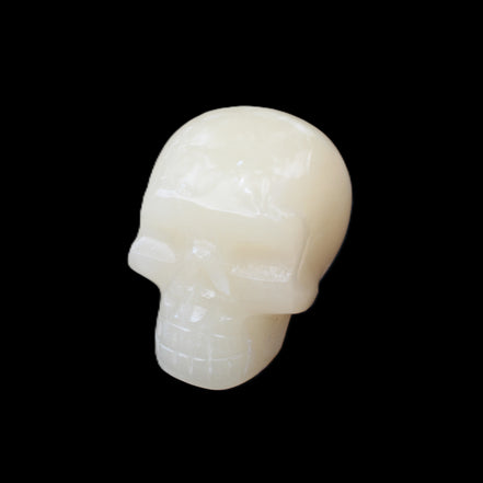 Honey Calcite skull hand-carved 55*47*38mm 183g in sunlight - Rocks and Things Store