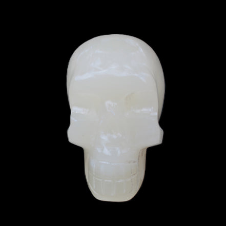 Honey Calcite skull hand-carved 55*47*38mm 183g in sunlight - Rocks and Things Store