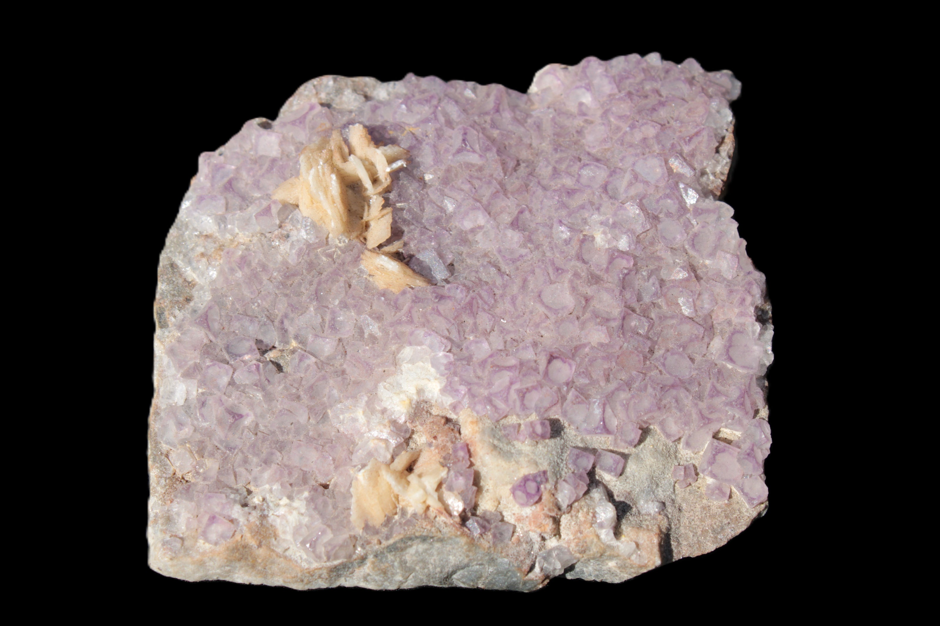 Purple Fluoritewith Calcite angel wings cluster 128g Rocks and Things