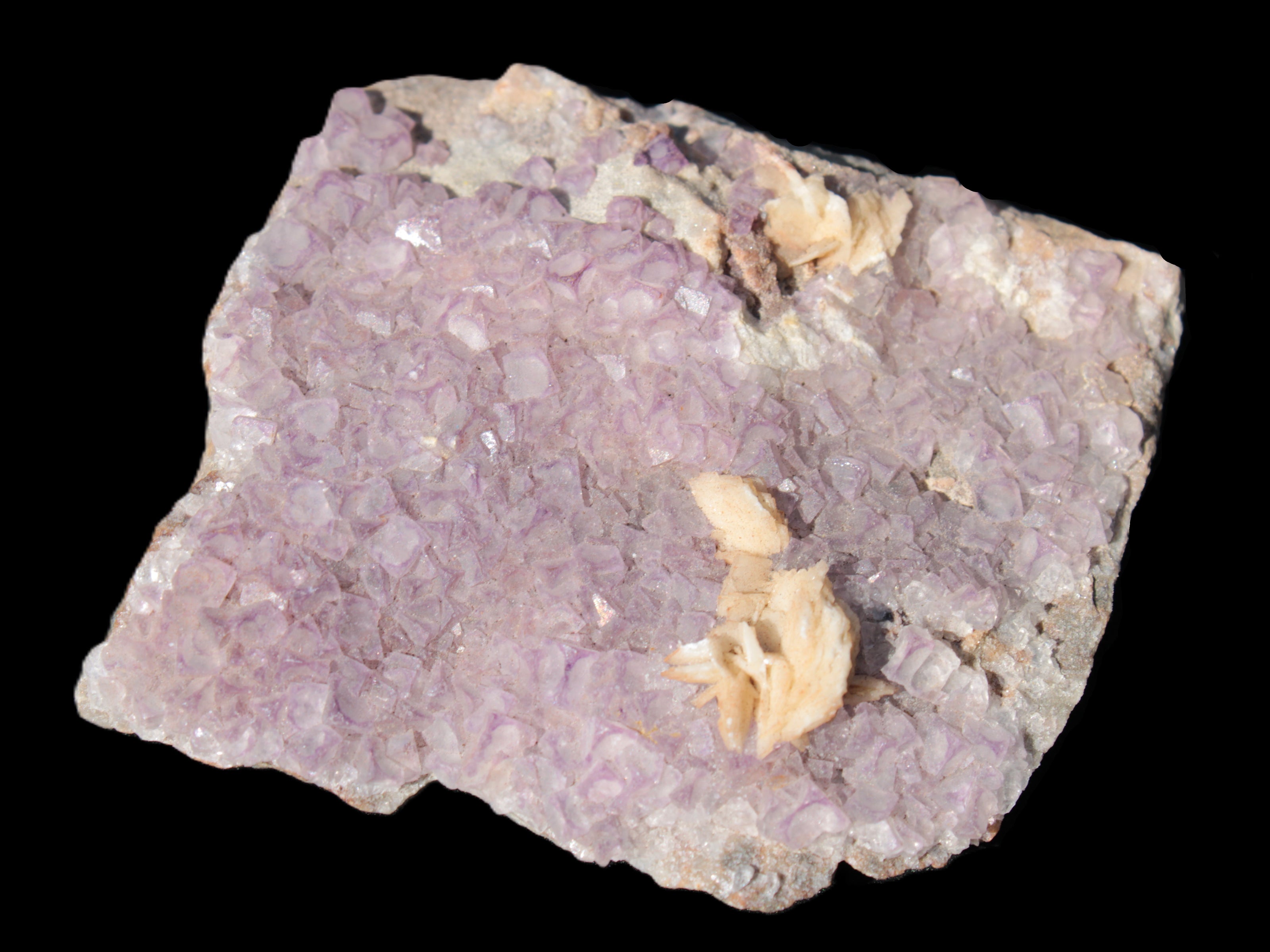 Purple Fluoritewith Calcite angel wings cluster 128g Rocks and Things
