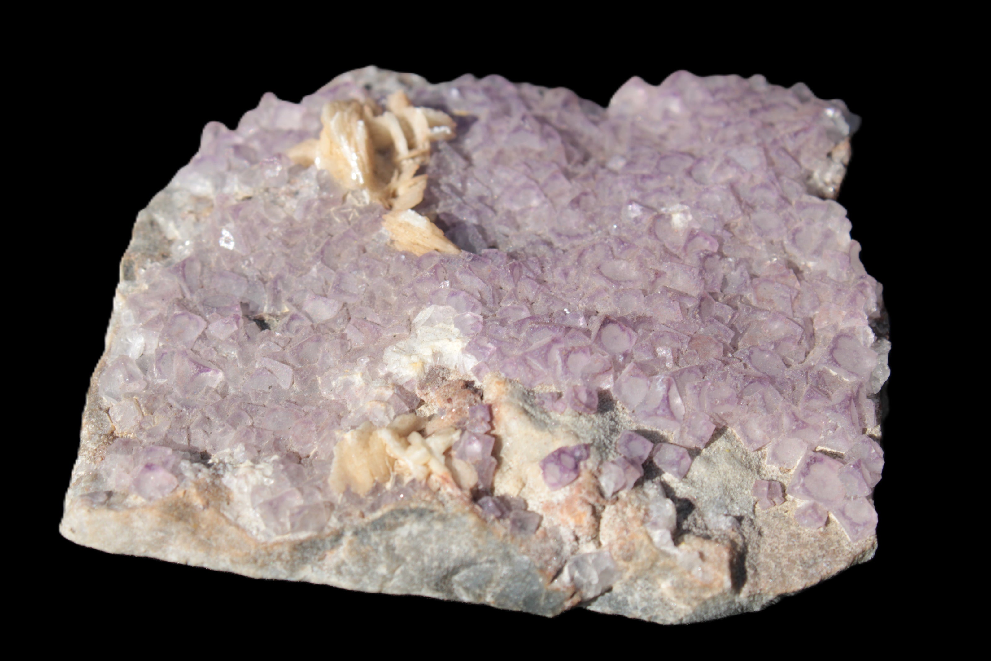 Purple Fluoritewith Calcite angel wings cluster 128g Rocks and Things