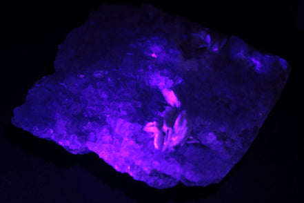 Purple Fluoritewith Calcite angel wings cluster 128g Rocks and Things