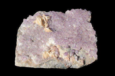 Purple Fluoritewith Calcite angel wings cluster 128g Rocks and Things