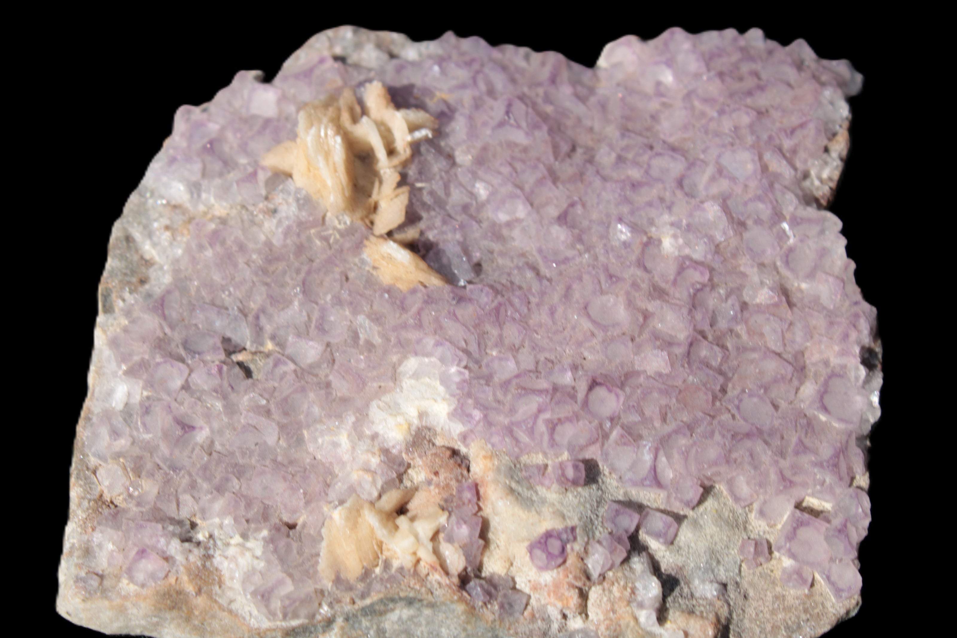 Purple Fluoritewith Calcite angel wings cluster 128g Rocks and Things