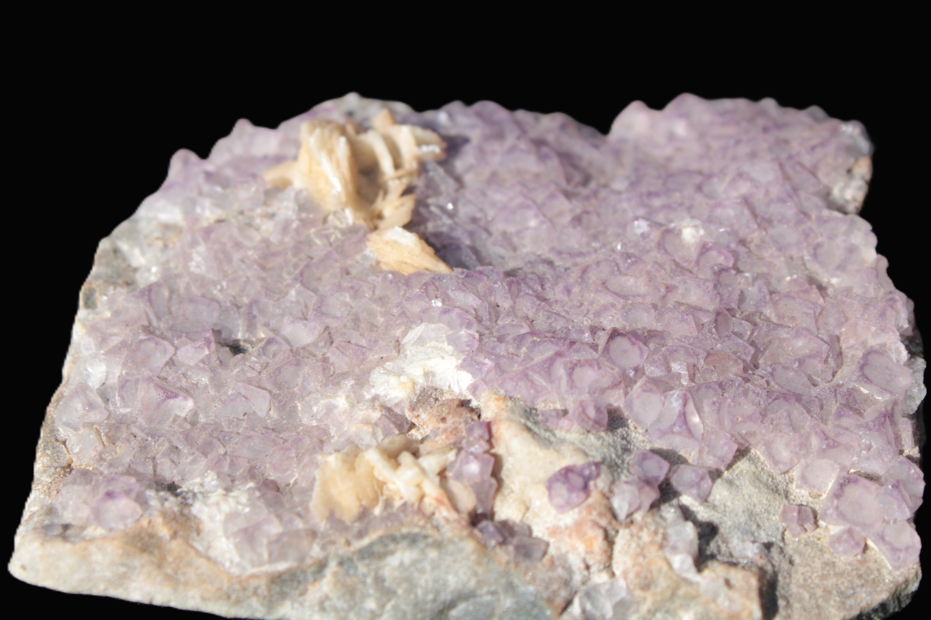 Purple Fluoritewith Calcite angel wings cluster 128g Rocks and Things