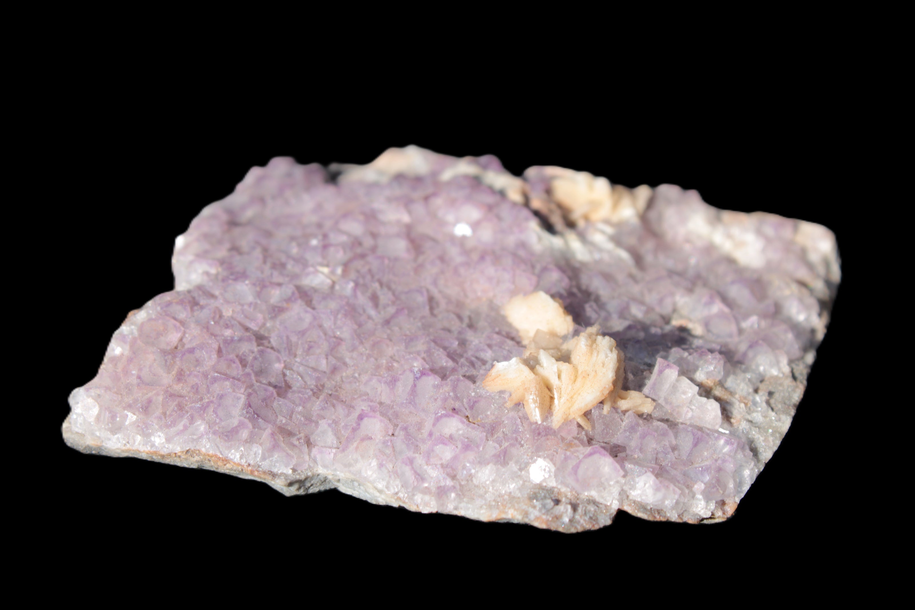 Purple Fluoritewith Calcite angel wings cluster 128g Rocks and Things