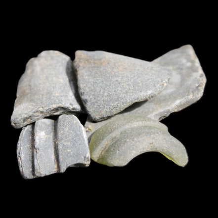 Old thick river Glass finds from Reedy Creek, Eldorado, Victoria 4/5 pieces in sunlight - Rocks and Things Store