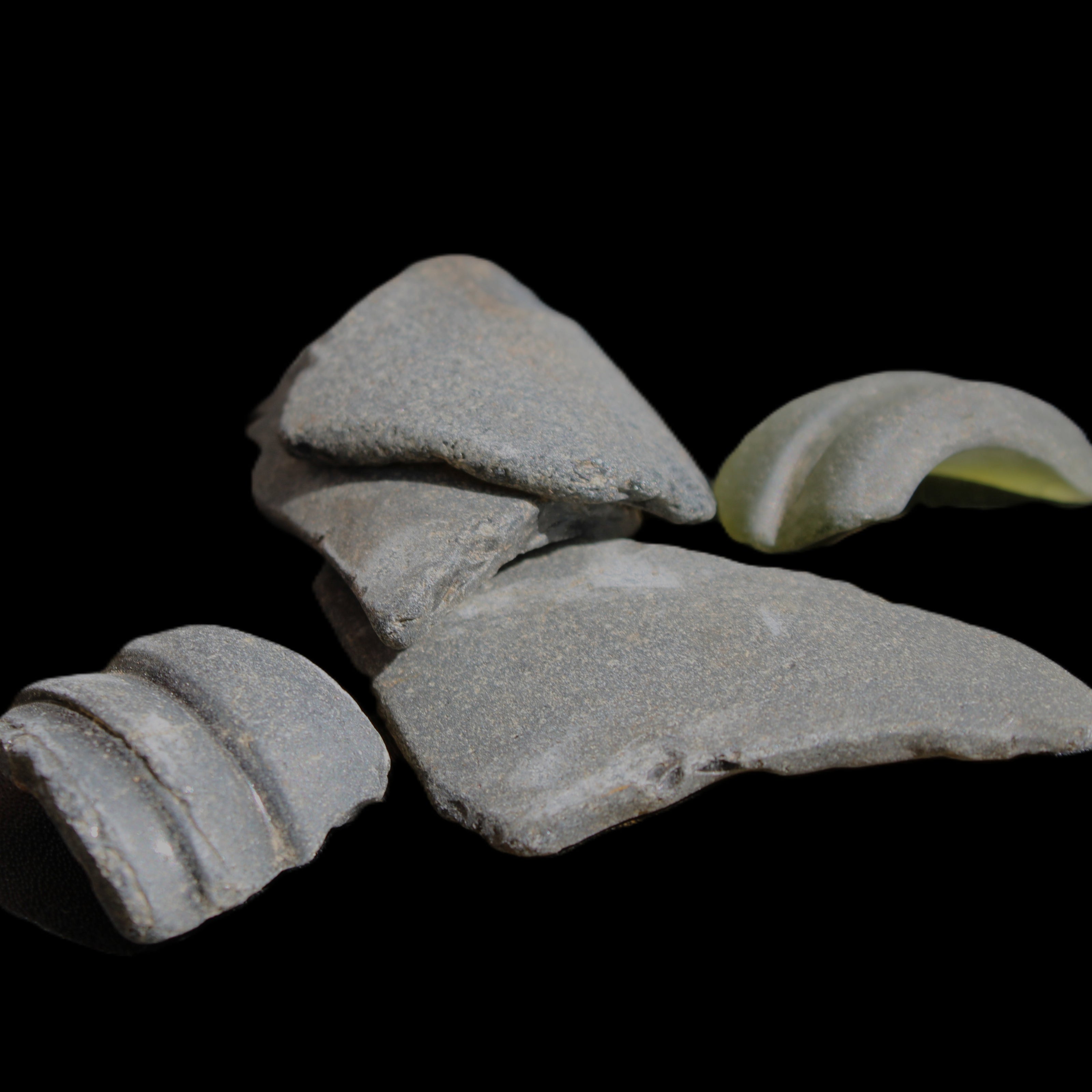Old thick river Glass finds from Reedy Creek, Eldorado, Victoria 4/5 pieces in sunlight - Rocks and Things Store