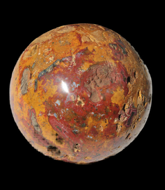Teardrop Jasper sphere 313g in sunlight - Rocks and Things Store