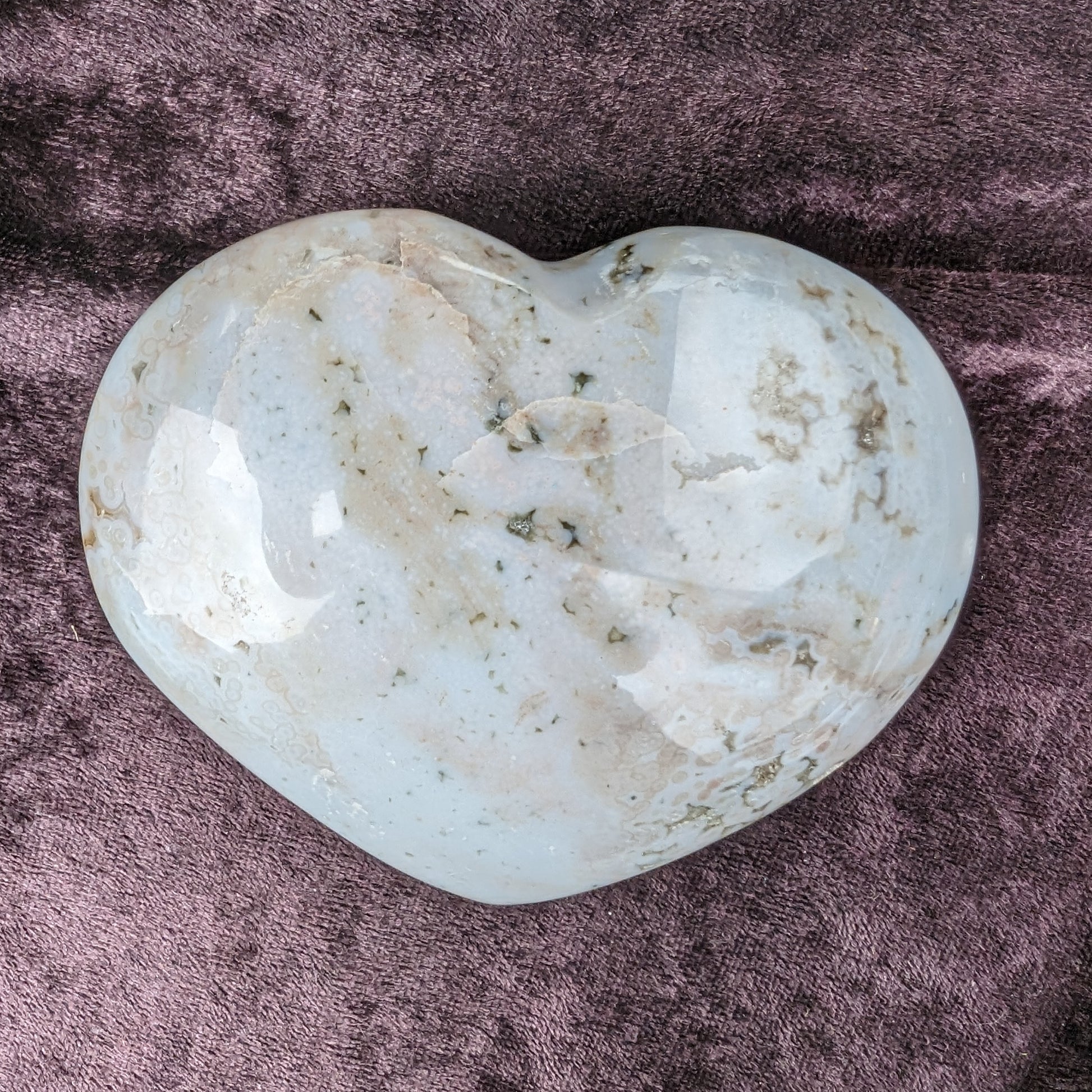 Blue Jasper heart from Madagascar 316g Rocks and Things