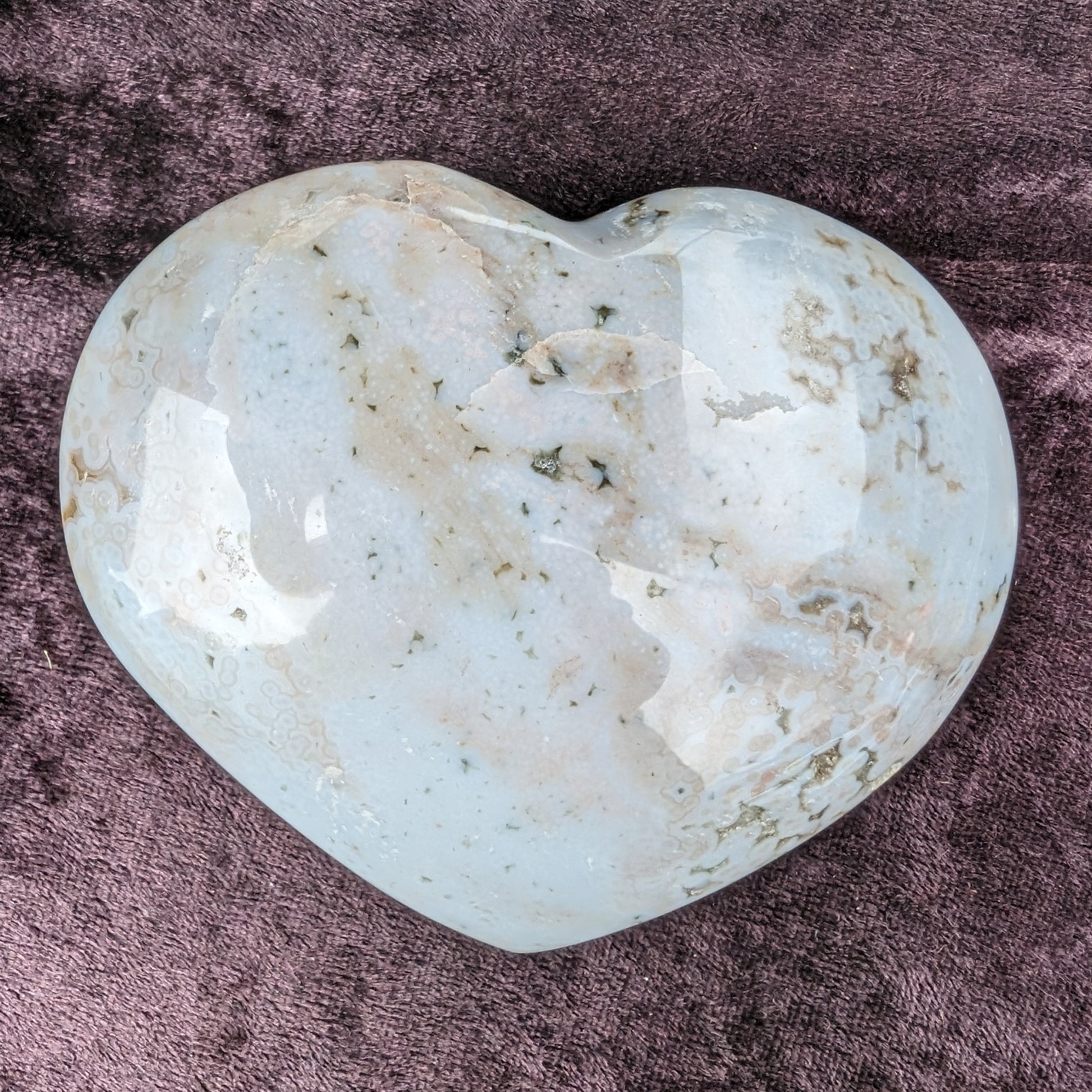 Blue Jasper heart from Madagascar 316g Rocks and Things