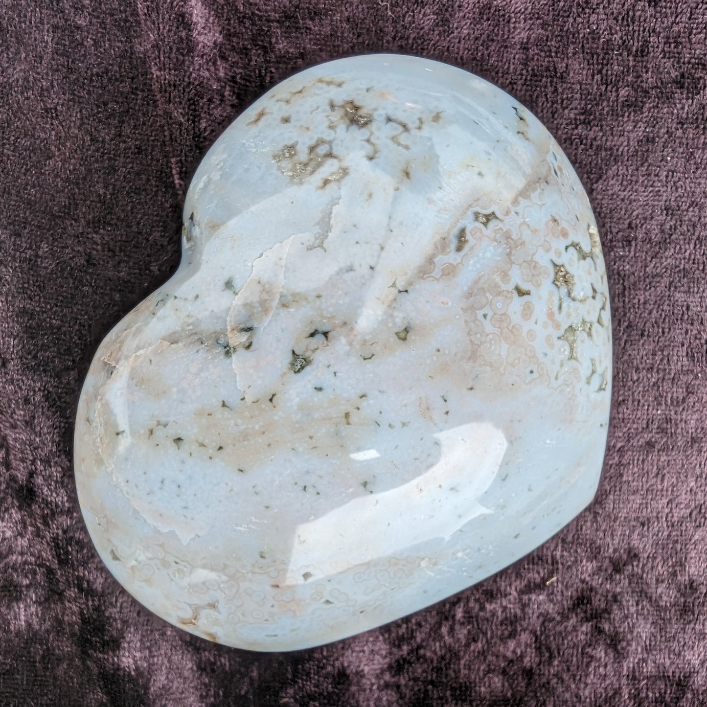 Blue Jasper heart from Madagascar 316g Rocks and Things