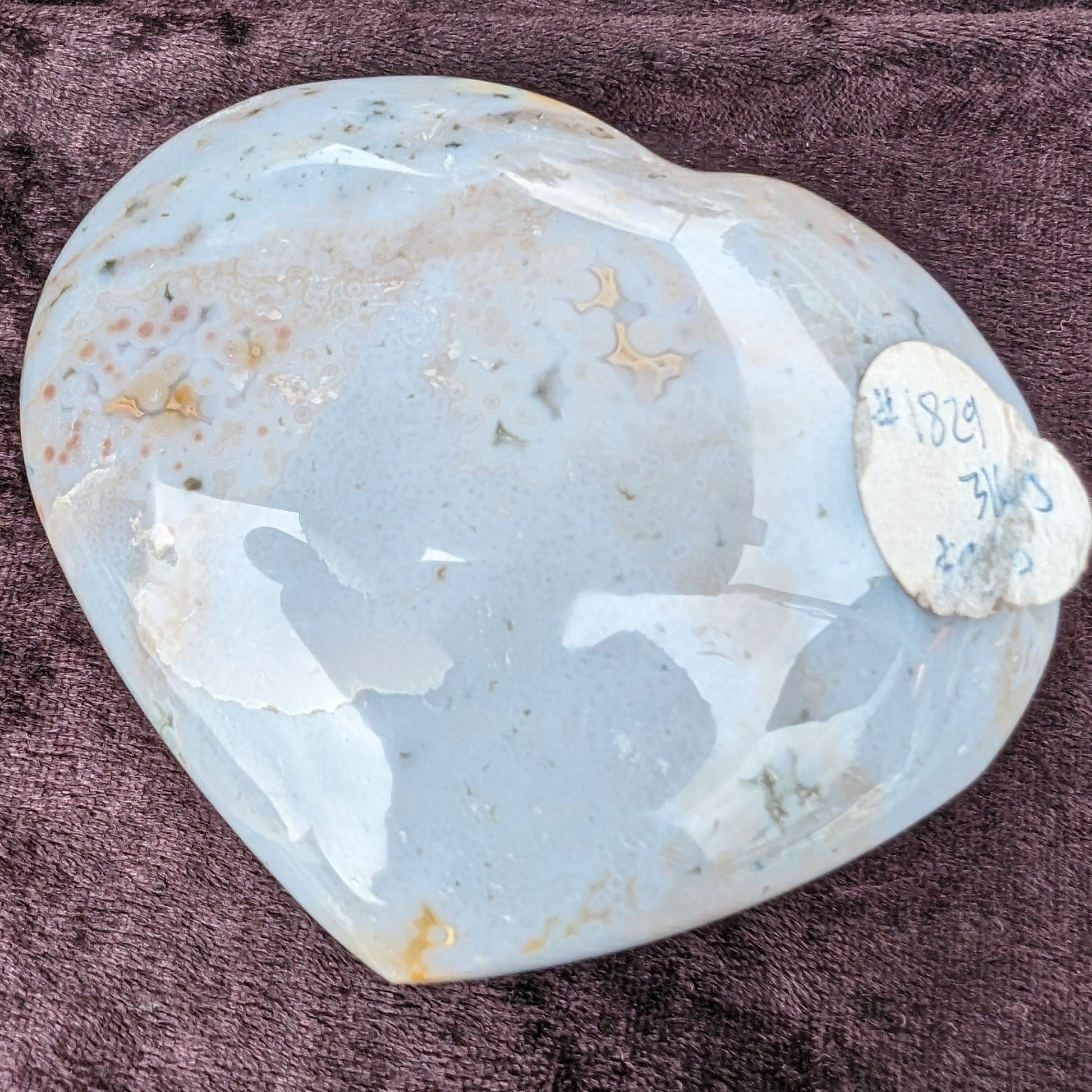 Blue Jasper heart from Madagascar 316g Rocks and Things