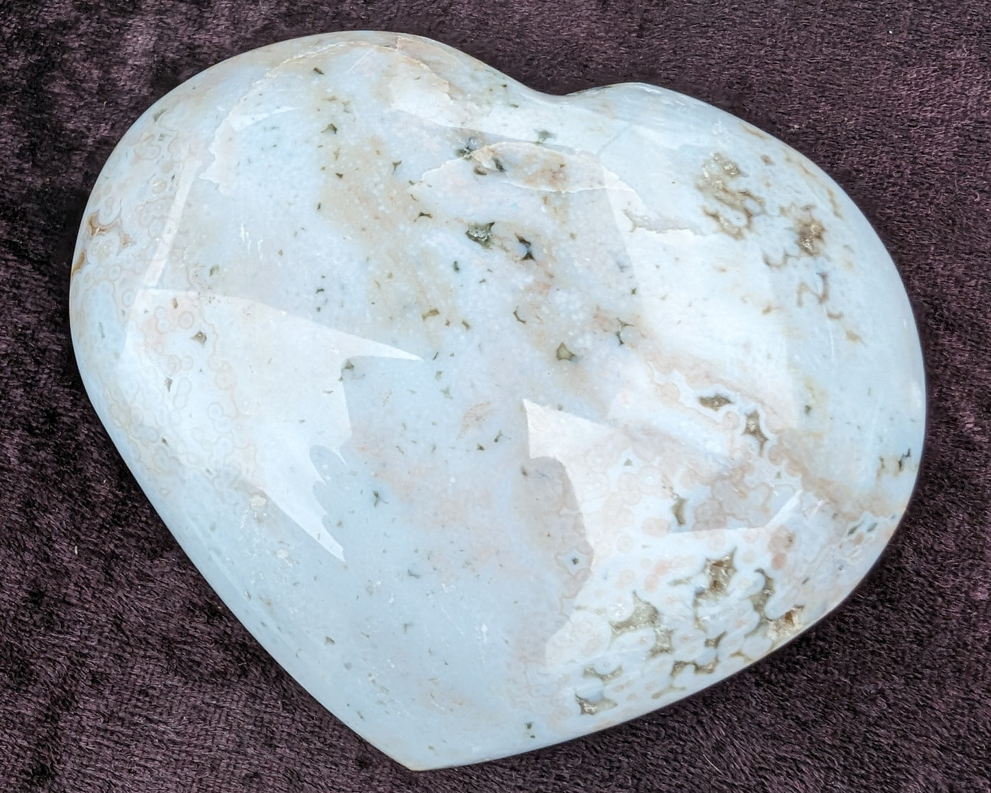 Blue Jasper heart from Madagascar 316g Rocks and Things