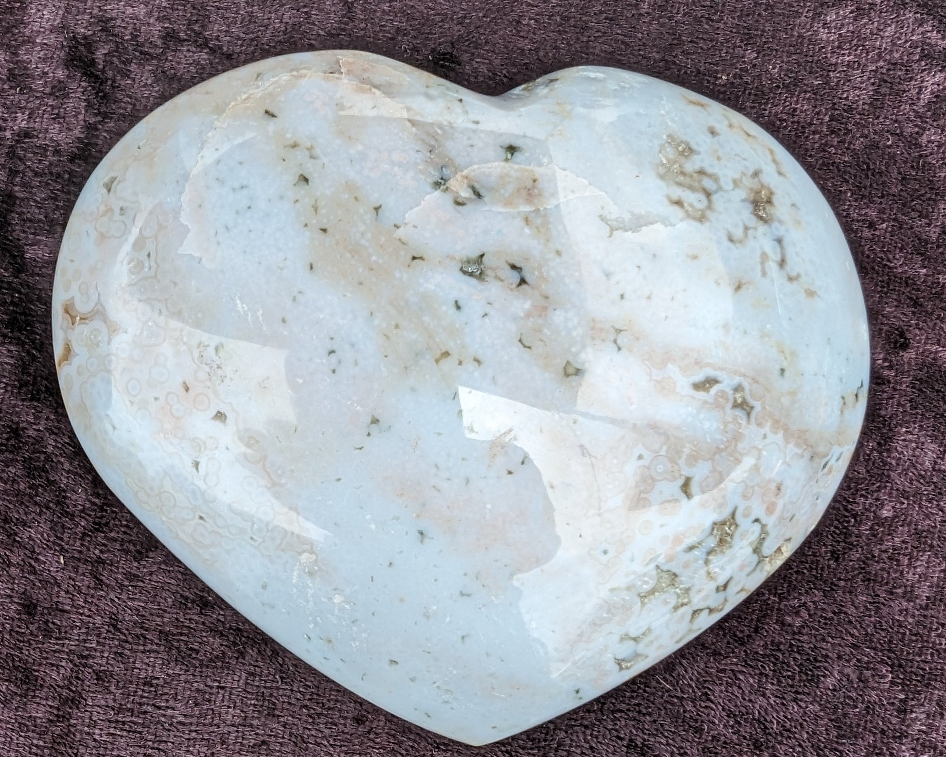 Blue Jasper heart from Madagascar 316g Rocks and Things