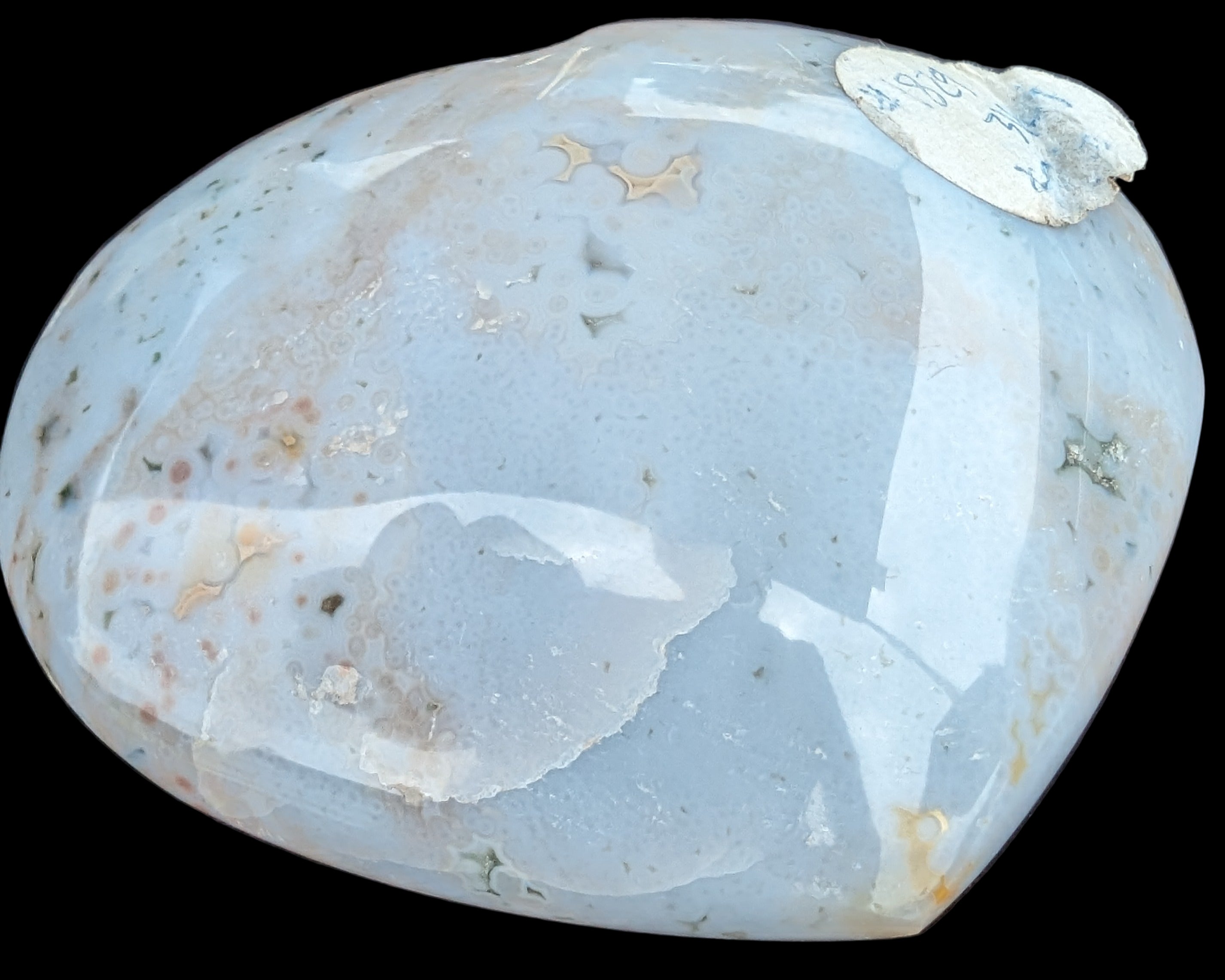 Blue Jasper heart from Madagascar in sunlight 316g - Rocks and Things Store