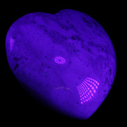 Blue Jasper heart from Madagascar 316g in UV light - Rocks and Things Store