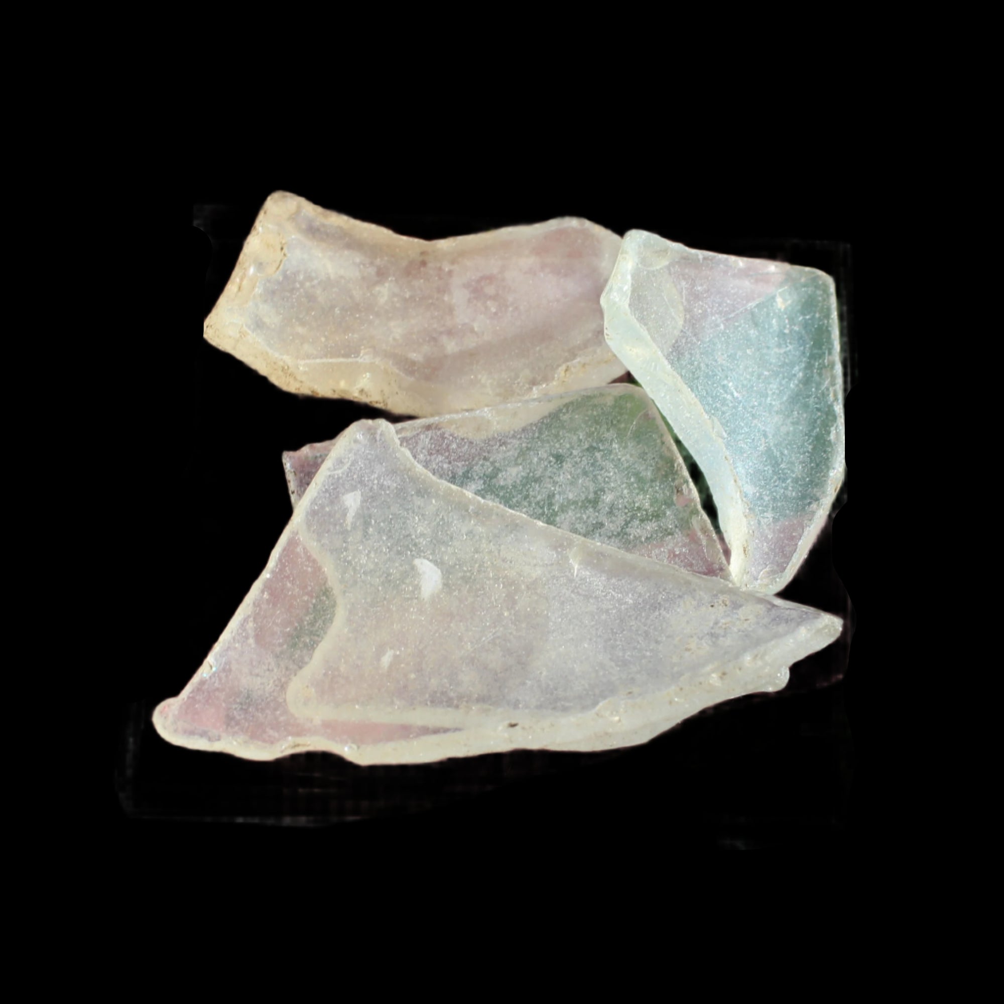 Clear river Glass finds from Reedy Creek, Eldorado, Victoria 4 pieces  - Rocks and Things Store