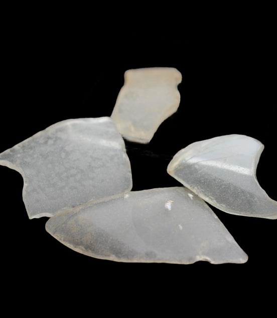 Clear river Glass finds from Reedy Creek, Eldorado, Victoria 4 pieces  - Rocks and Things Store