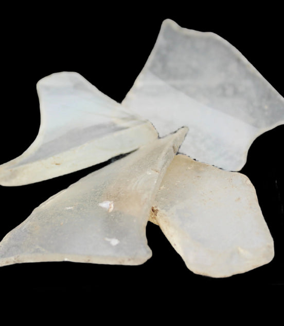 Clear river Glass finds from Reedy Creek, Eldorado, Victoria 4 pieces  - Rocks and Things Store