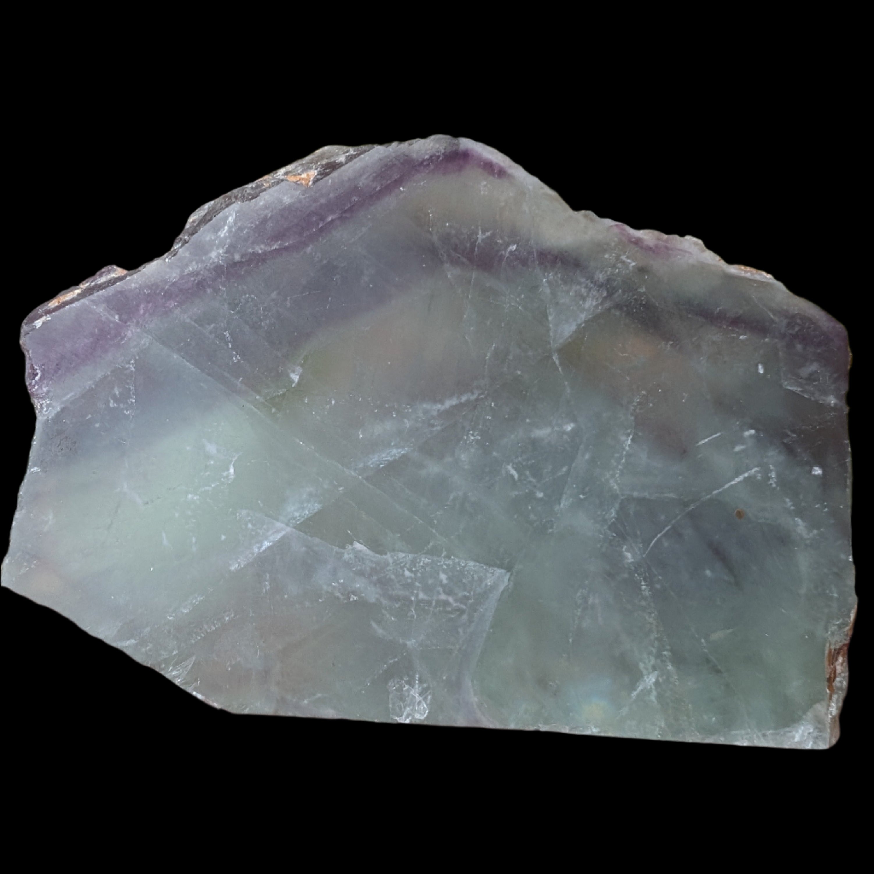 Rainbow Fluorite slice 205g in sunlight - Rocks and Things Store