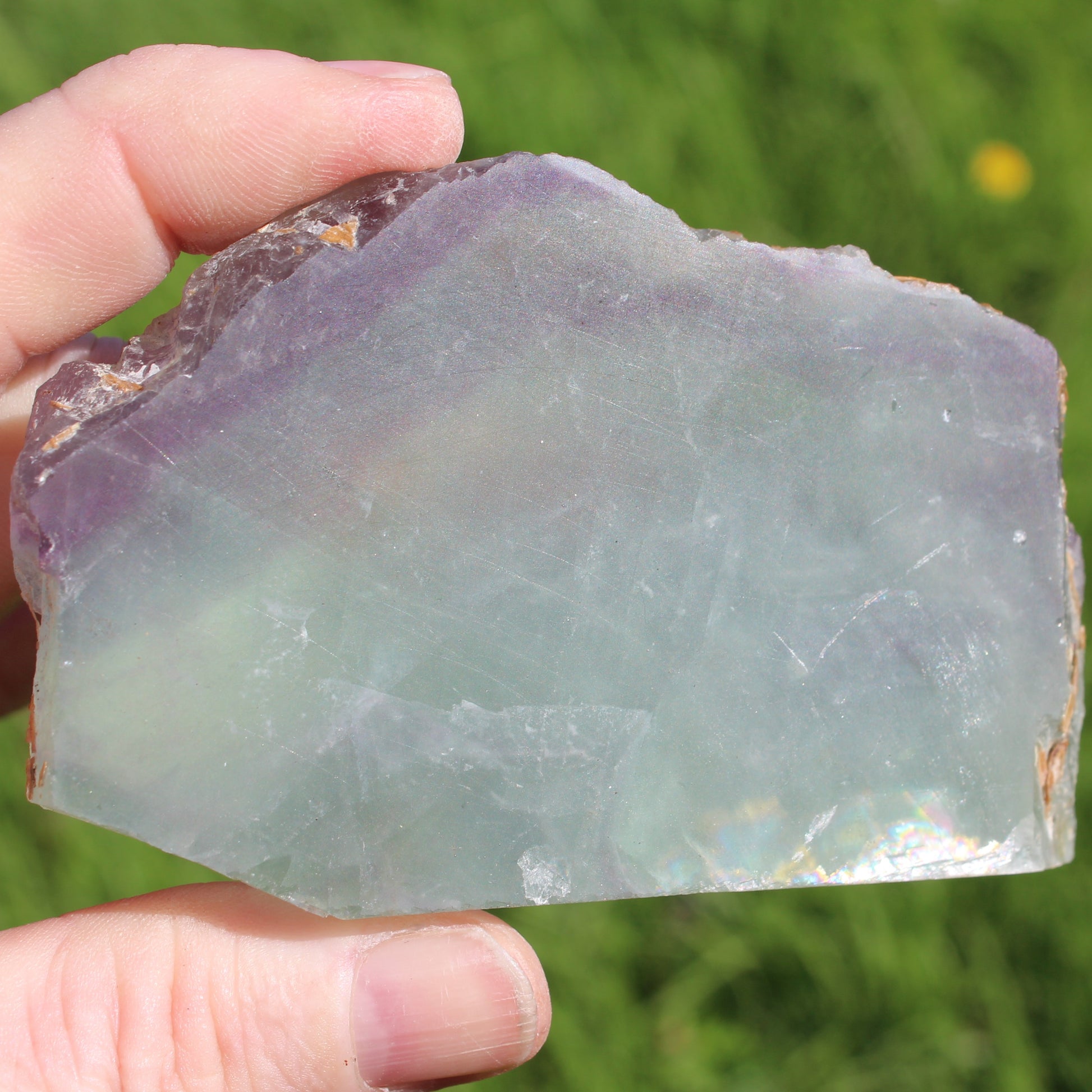 Rainbow Fluorite slice 205g Rocks and Things