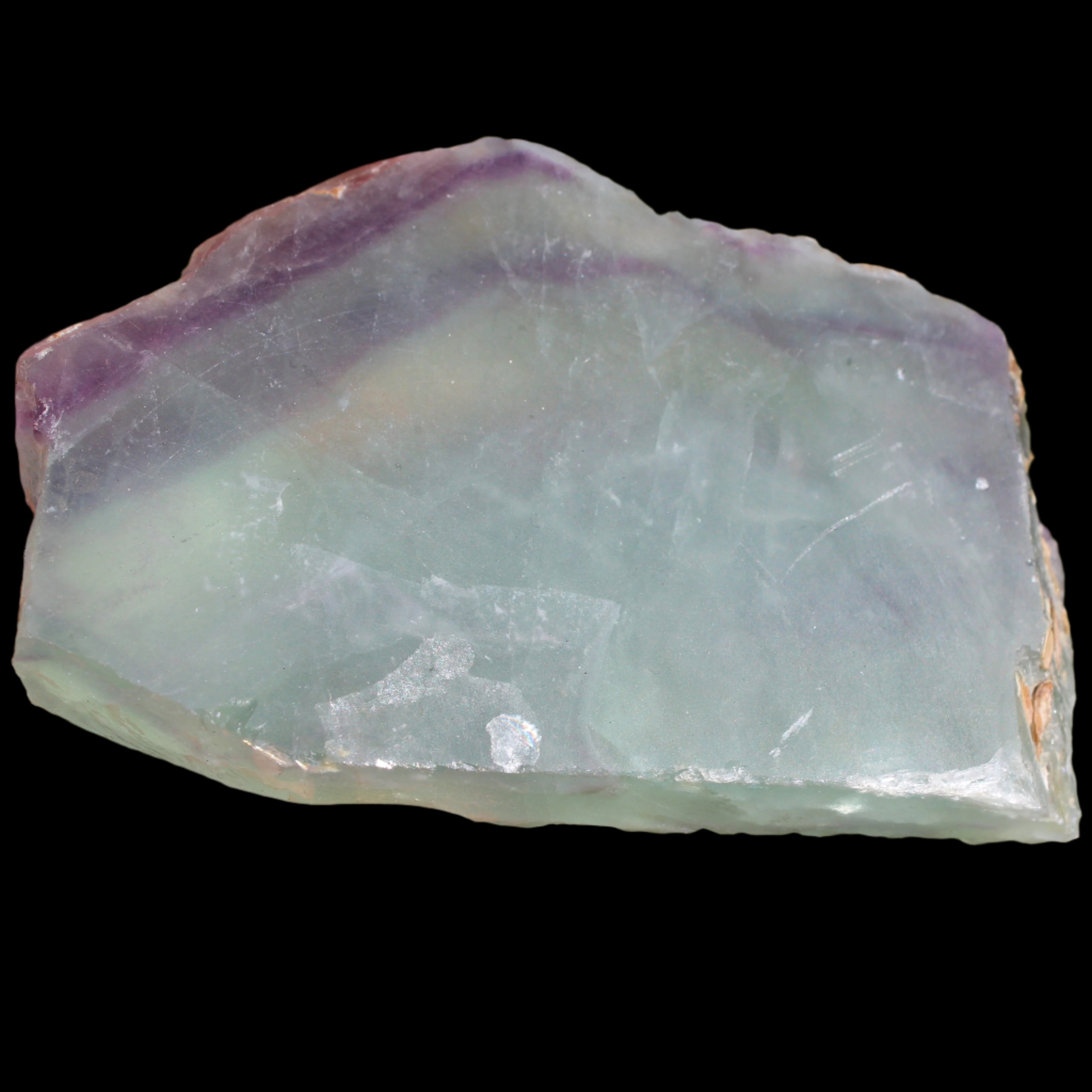 Rainbow Fluorite slice 205g in sunlight - Rocks and Things Store