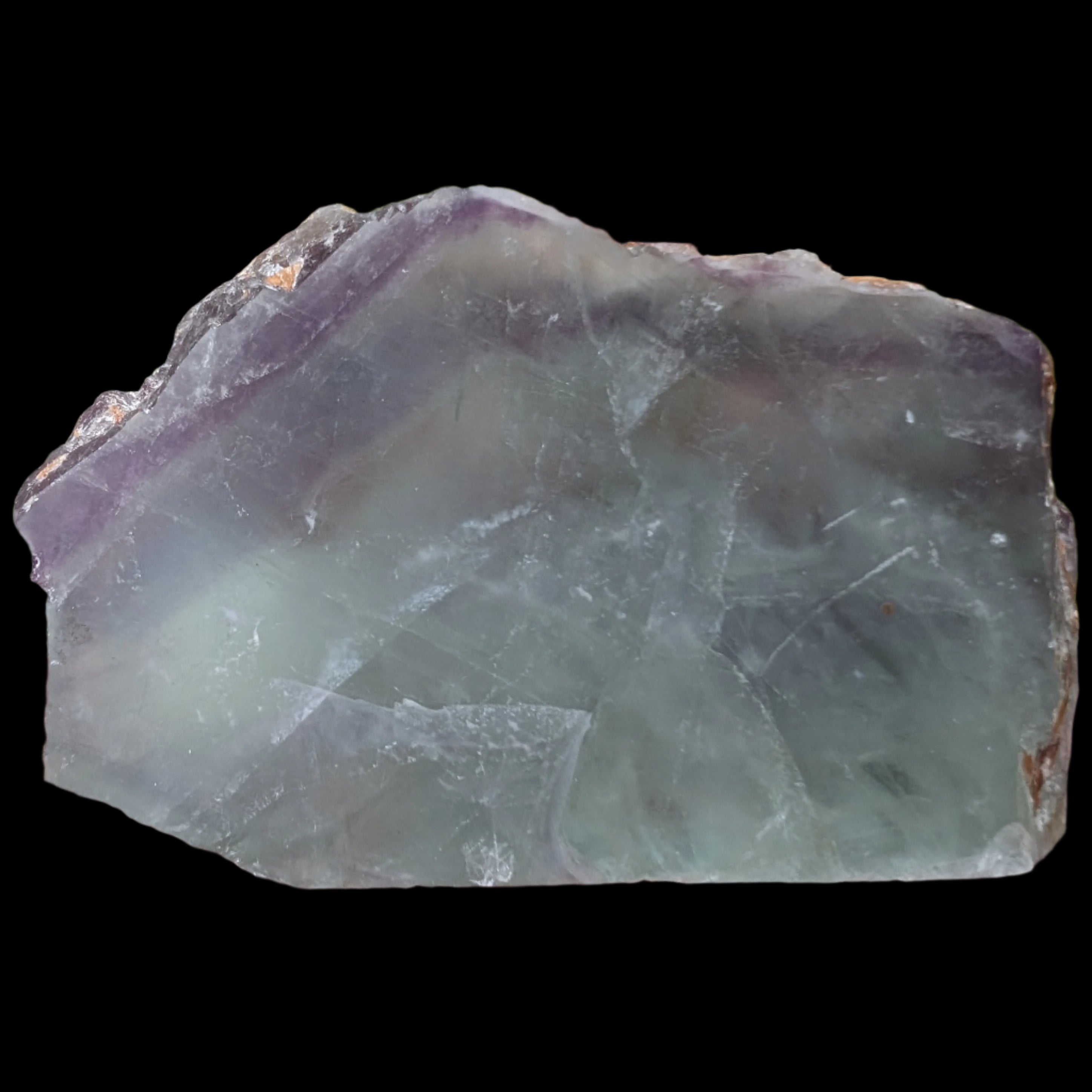 Rainbow Fluorite slice 205g in sunlight - Rocks and Things Store