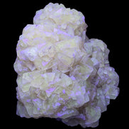 Golden Yellow cubic Calcite cluster UV reactive 312g in LED & UV light - Rocks and Things Store