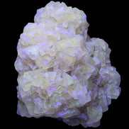 Golden Yellow cubic Calcite cluster UV reactive 312g in LED & UV light - Rocks and Things Store