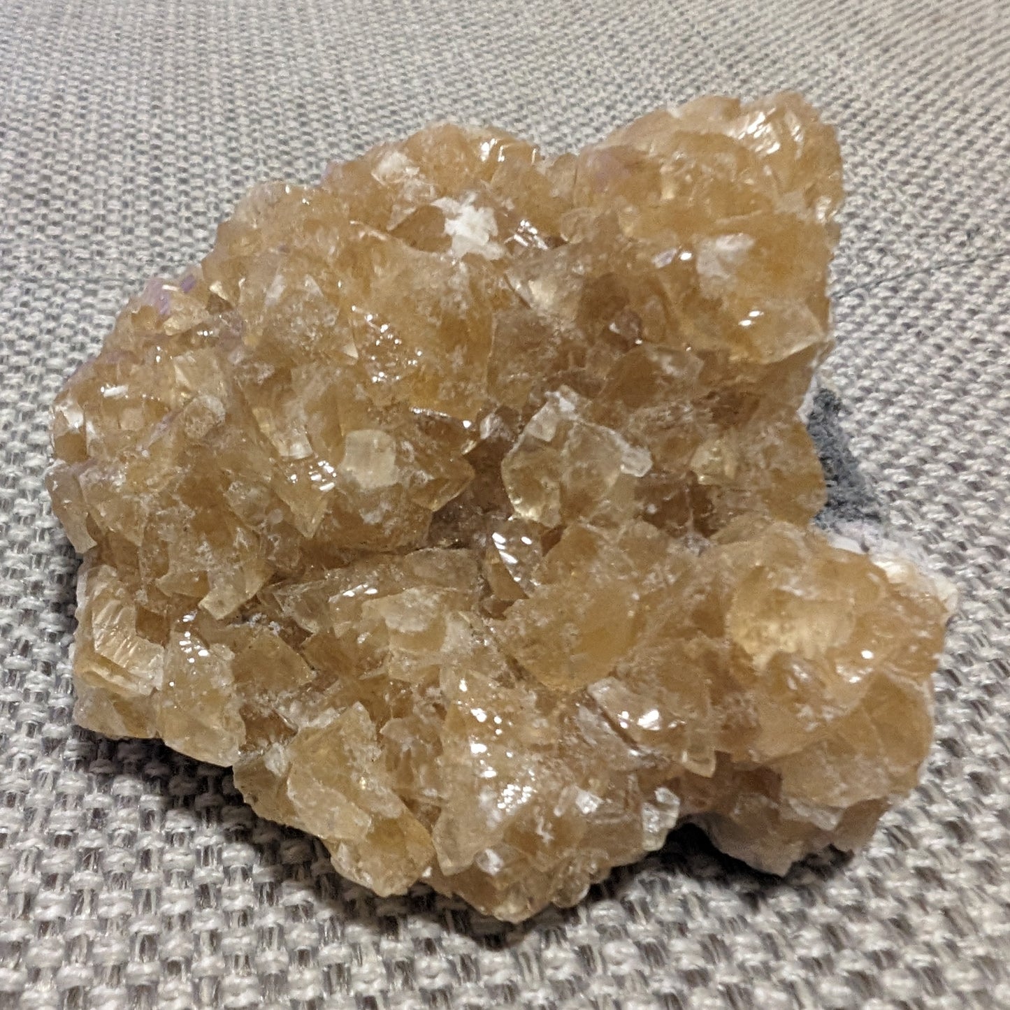 Golden Yellow cubic Calcite cluster UV reactive 312g Rocks and Things