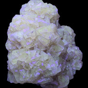 Golden Yellow cubic Calcite cluster UV reactive 312g in UV light - Rocks and Things Store