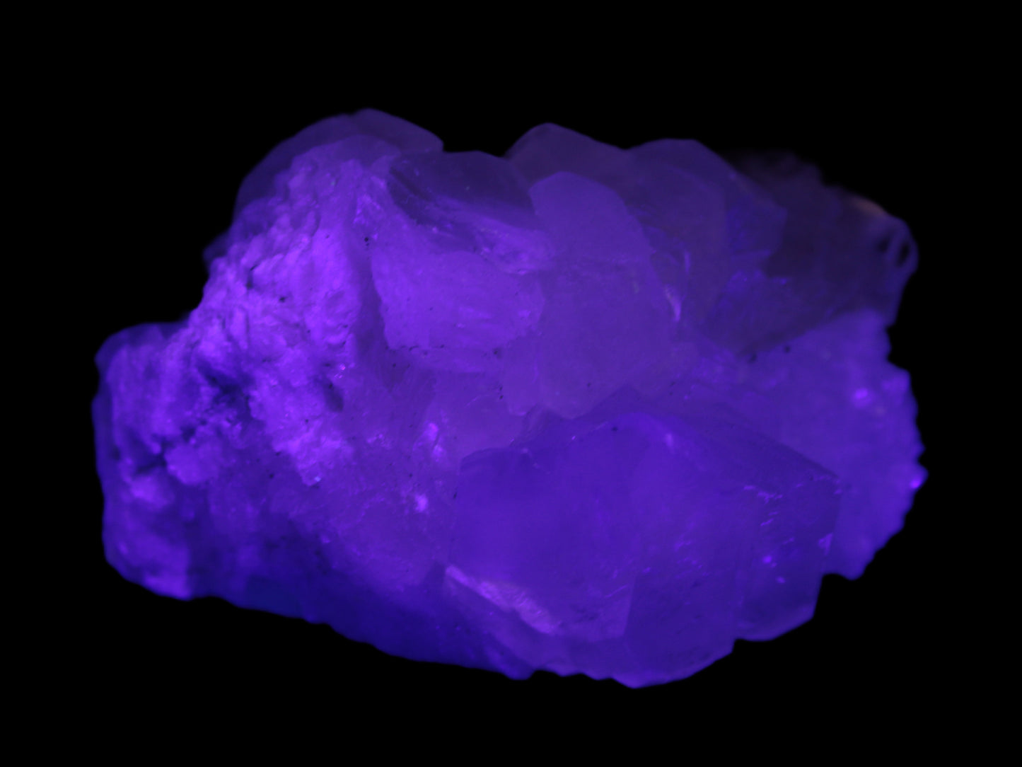 White fluorescent Calcite Cluster 356g Rocks and Things