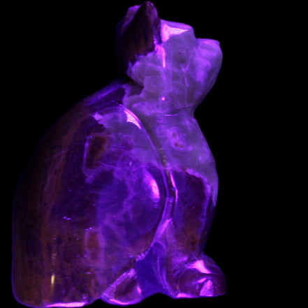 Afghan Jade hand-carved Cat 70*38*100mm 416g in UV light - Rocks and Things Store
