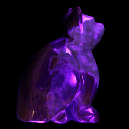 Afghan Jade hand-carved Cat 70*38*100mm 416g in UV light - Rocks and Things Store