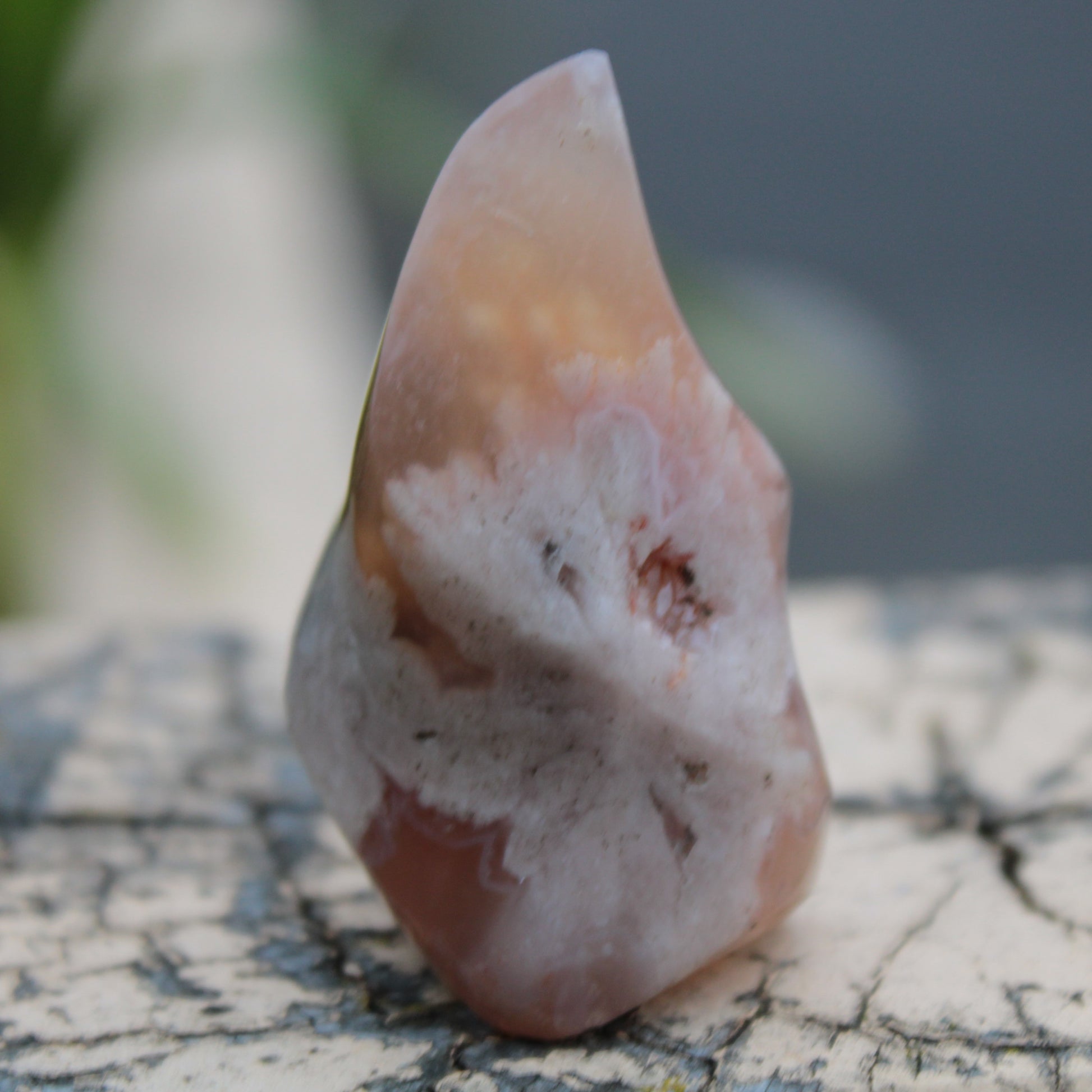 Snowflake Cherry Blossom Agate flame from Madagascar 63g Rocks and Things