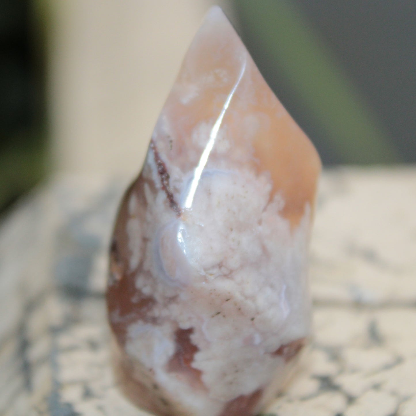 Snowflake Cherry Blossom Agate flame from Madagascar 63g Rocks and Things